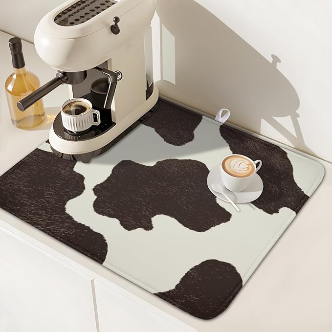 Milk Cow Drying Mat 18x16 Inch, Cattle Fur Farmhouse Dish Drainer Mats Summer - Image 7