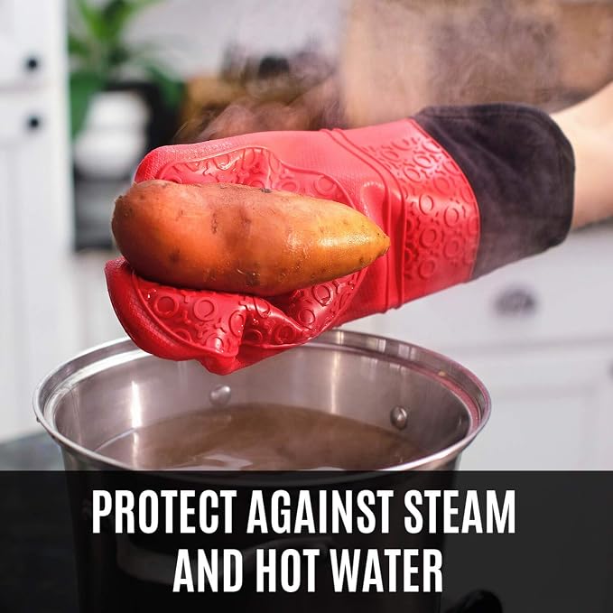 Homwe Silicone Oven Mitts and Potholders Heavy Duty Cooking Gloves, Kitchen - Image 5