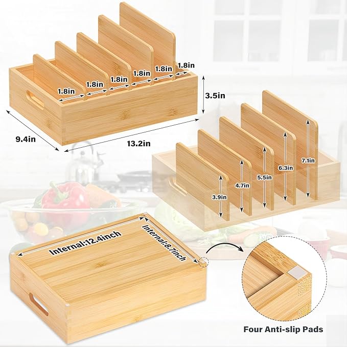 Kiasthome Bamboo Lid Organizers Inside Cabine, Kitchen Cabinet Organizer - Image 2