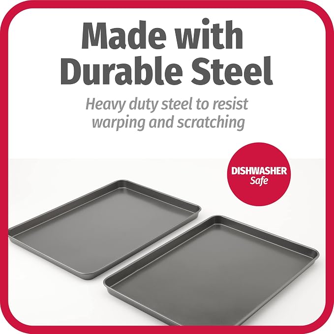 GoodCook Everday Nonstick Carbon Steel 15” x 21” Baking Sheet Set, 2 Pack – - Image 6
