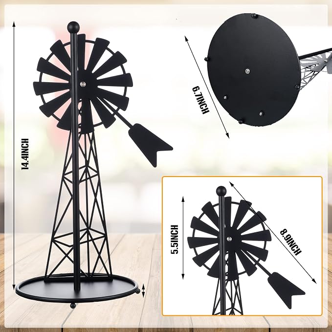 Vesici Windmill Paper Towel Holder Western Farmhouse Standing Paper Towel Roll - Image 5