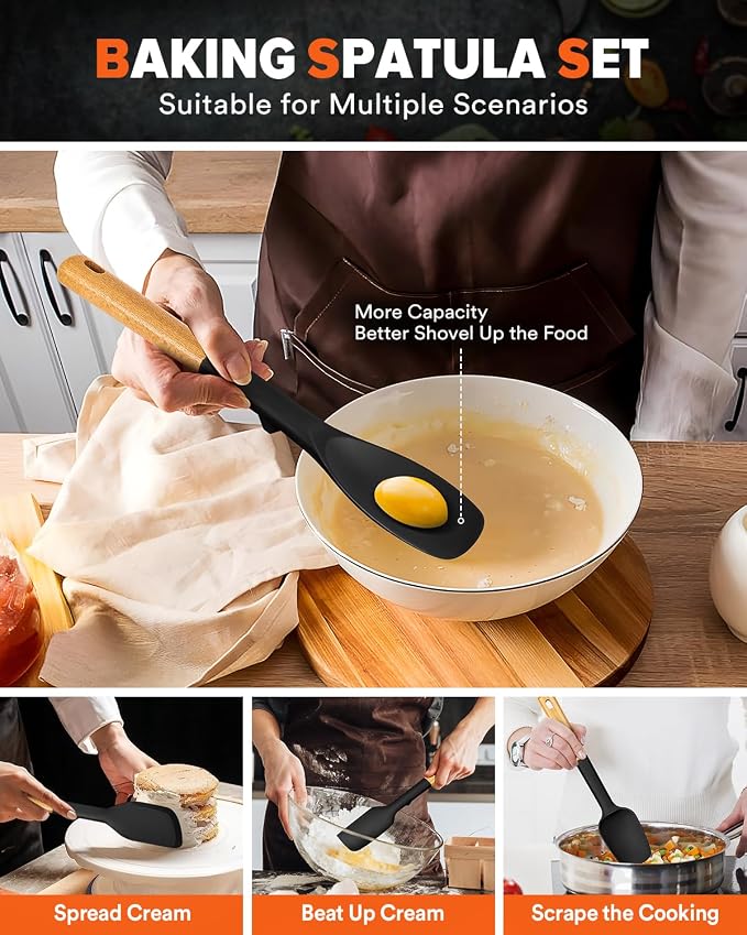 Silicone Spatula Spoon Set, and Spreading, Sturdy BPA-Free Matte Silicone - Image 4