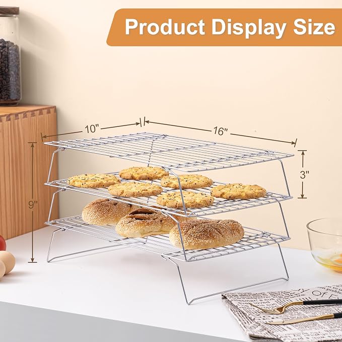 Cooling Rack for Baking 3 Tiers, Stainless Steel Baking Cooking Cooling Racks - Image 2