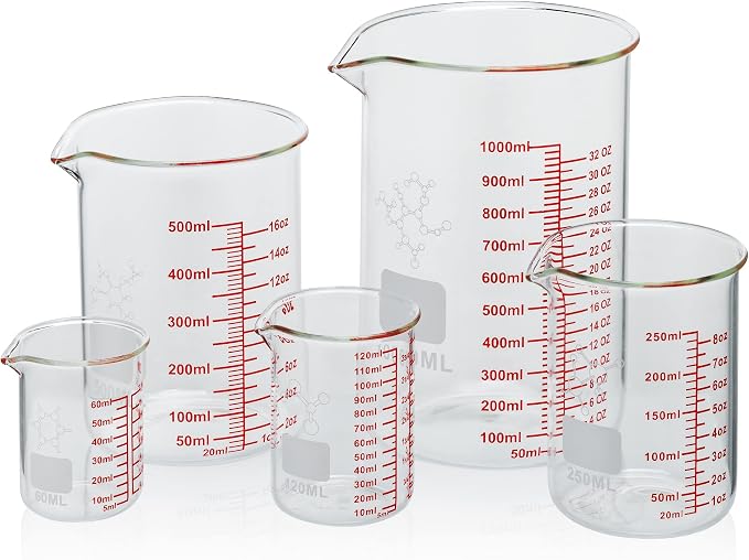 High Borosilicate Glass Measuring Cup Set-V-Shaped Spout, Includes 60ml by AckersBORO33