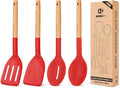 Pack of 4 Silicone Cooking Utensils Set, Non Stick Solid Spatulas and Heat by BUNDLEPRO