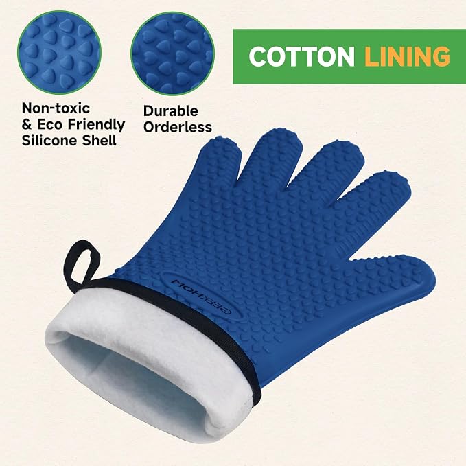 GEEKHOM BBQ Gloves Heat Resistant Oven Mitts - Image 6
