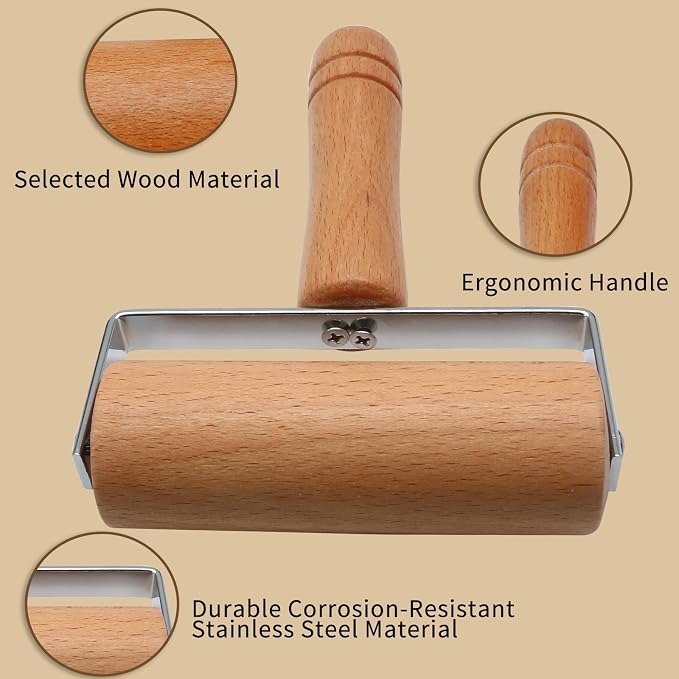 Wooden Rolling Pin, Ergonomic Non-Stick Pizza Baker Dough Pastry Roller - Image 4