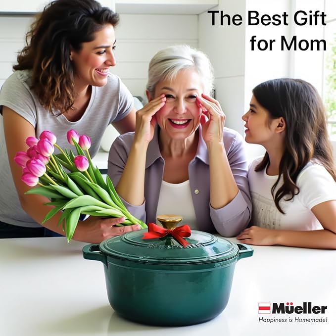 MUELLER HOME 7.5 QT Enameled Cast Iron Dutch Oven, Heavy-Duty Casserole Dish - Image 9