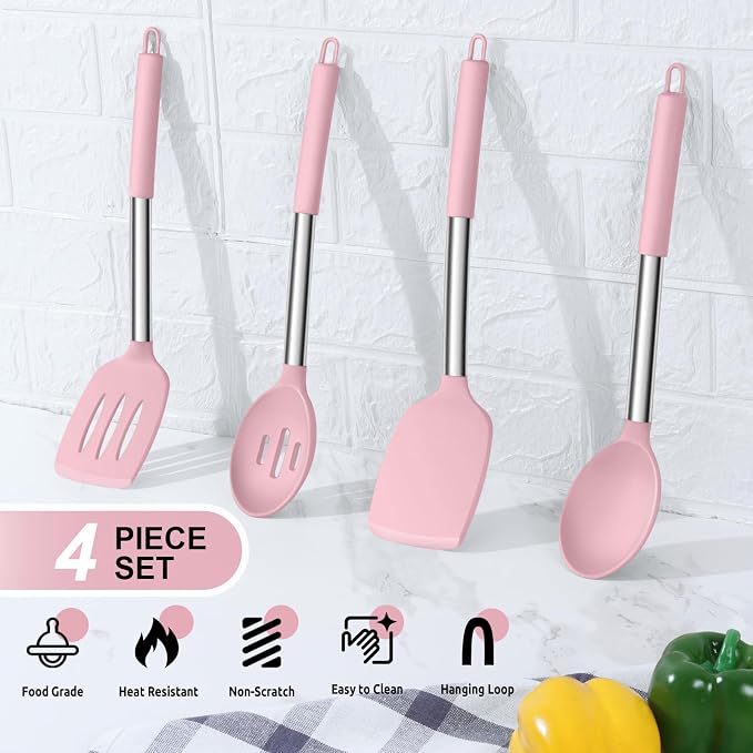 E-far Cooking Utensils Set of 4, Silicone Kitchen Utensils - Image 3