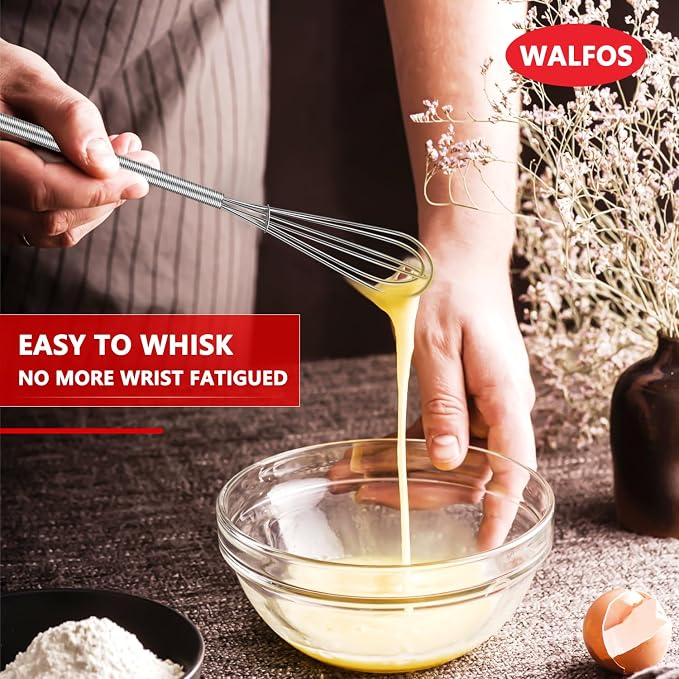 Walfos Long Small Whisks Skinny Little Whisk 10 inch Tiny Mini Whisk - Image 6