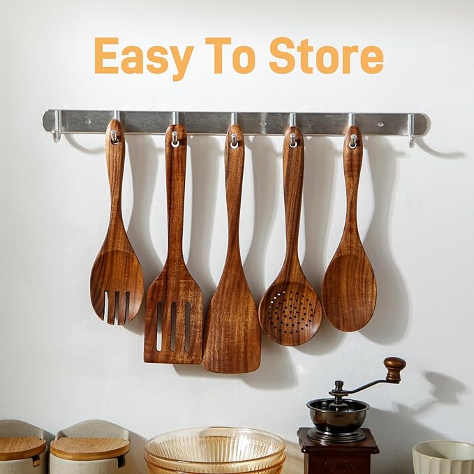 5 Piece Teak Wood Cooking Utensils Set - Image 6