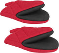 Short Oven Mitts, Heat Resistant 500°F, Silicone Grip Kitchen Gloves, Non-Slip by GOLDMEET