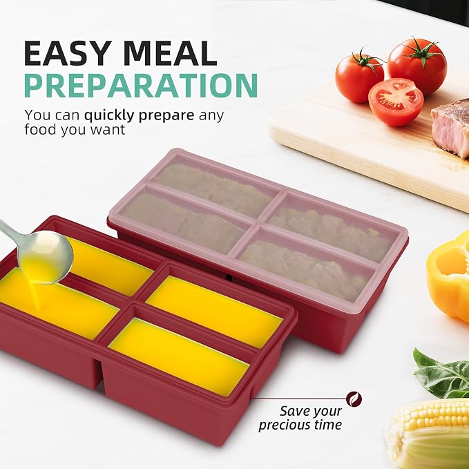 Silicone Freezer Trays with Lids -1 cup soup freezer container large ice cube - Image 7