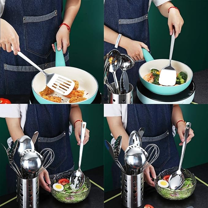 Stainless Steel Cooking Utensils Set, Berglander 13 Pieces Kitchen Utensils Set - Image 5