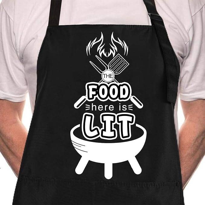 Rosoz Funny BBQ Black Chef Aprons by Rosoz