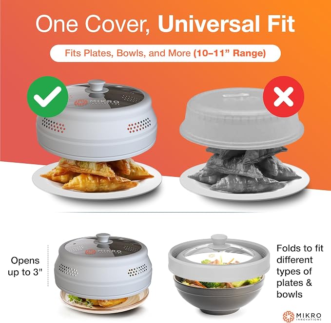 Mikro Innovations Glass & Silicone Microwave Splatter Cover – Tall and - Image 5