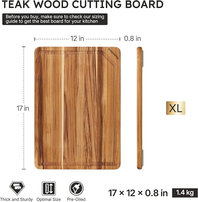 Teak Wood Cutting Board 17inch Wooden Chopping Board - Image 2