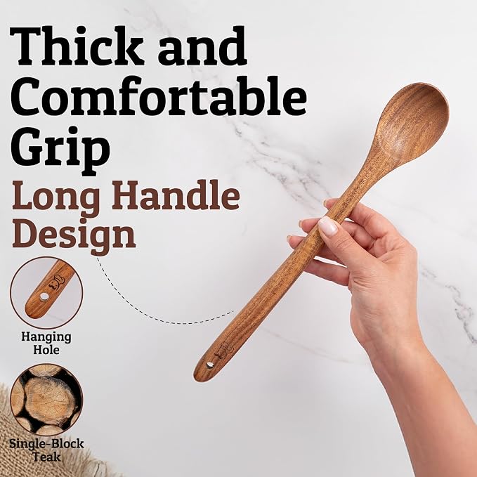 PriorityChef Extra Long Wooden Spoon - Image 3