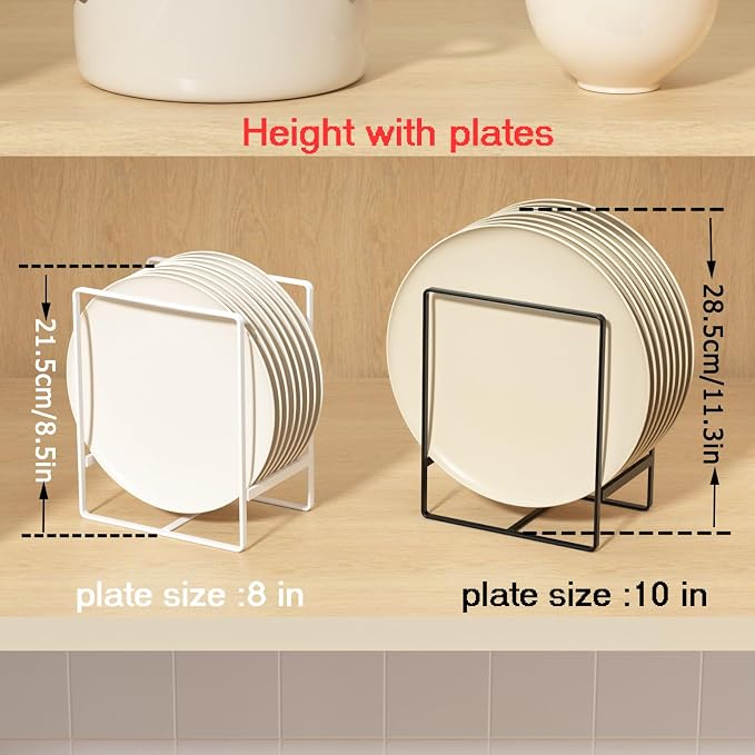 2 Pack Large Plate Holders Organizers Upright Cabinet Dish Drying Racks Metal - Image 7