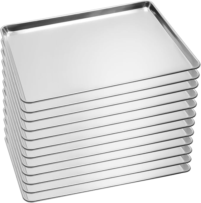 BIEAMA 12 Pack Full Size Baking Sheet Pan Aluminum Commercial Pan by BIEAMA