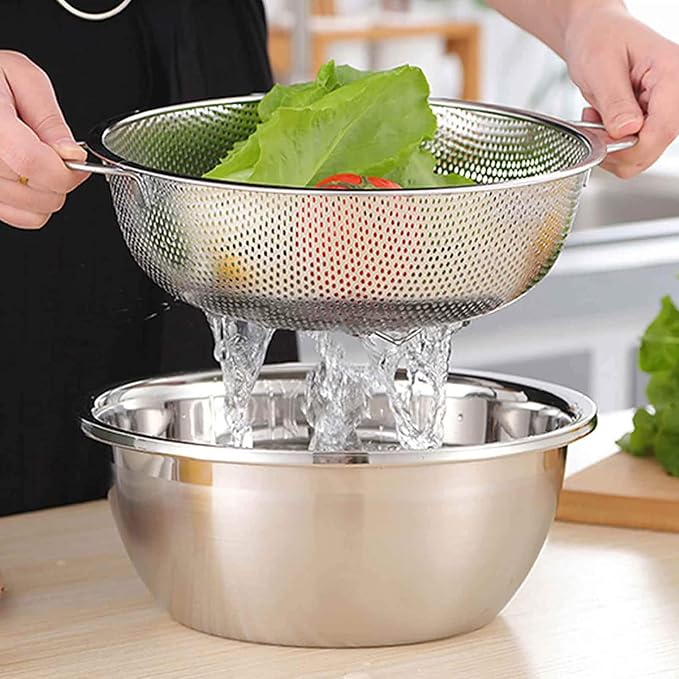 TeamFar Stainless Steel Colander, 5QT Micro-Perforated Metal Colander Food - Image 6