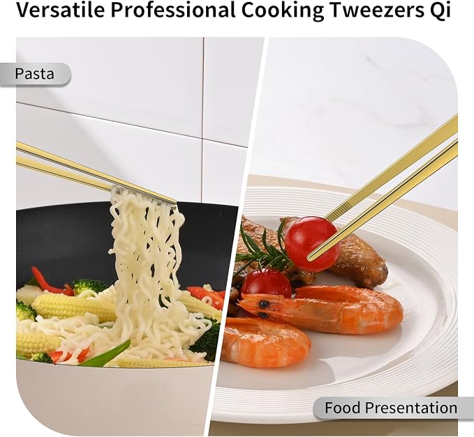 DEHOV 12 Inch Gold Stainless Steel Kitchen Tweezers - Image 6