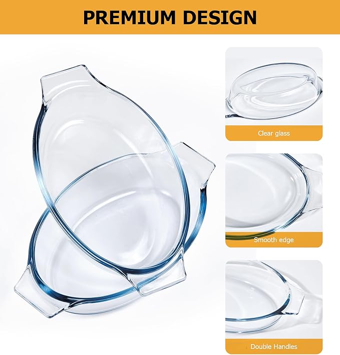 Small Casserole Dishes Oval 2 Pack, 23oz Glass Au Gratin Baking Dish, - Image 2