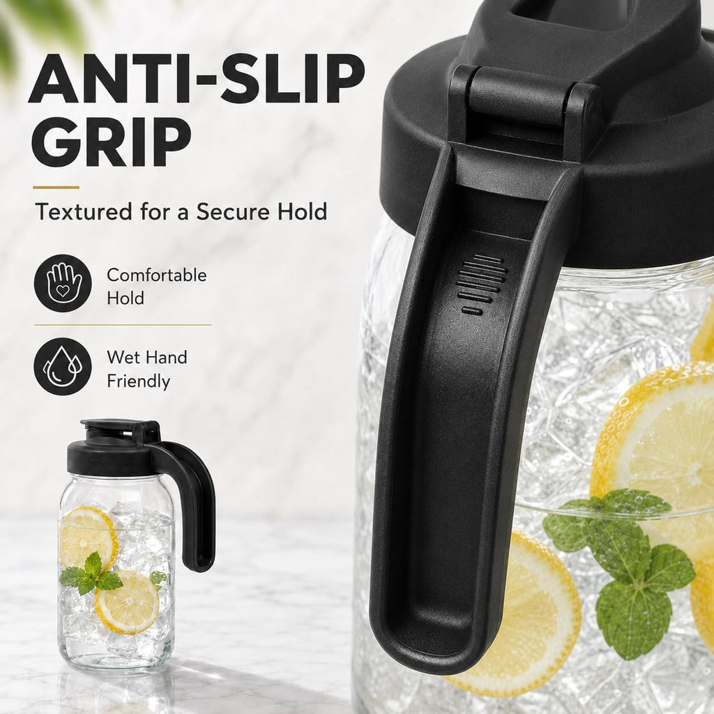 New Updated Glass Pitchers with Lid, Handle lengthened and thickened