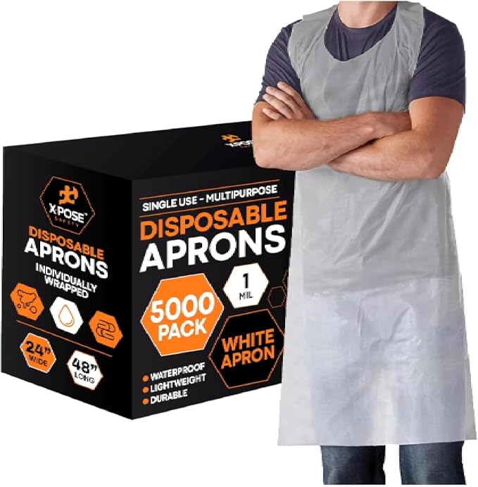 Xpose Safety 5000 White Plastic Disposable Aprons by XposeSafety