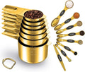 Gold Measuring Cups and Spoons Set of 15, 18/8 Stainless Steel, Includes 7 by LIFETOWE