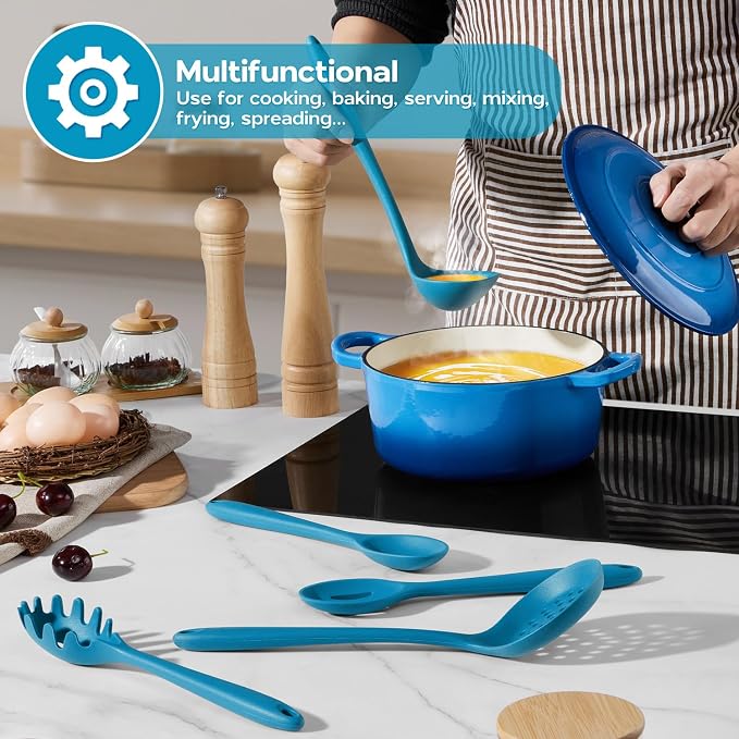 Onader Navy Blue Kitchen Utensils Set, Silicone Cooking Utensils Set of 10 - Image 6