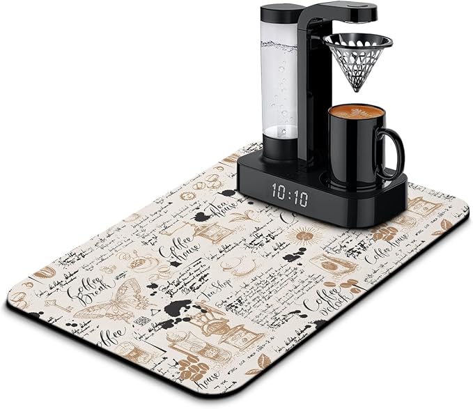 Coffee Mat 23inx15in, Coffee Bar Mat by Kuyig+Home
