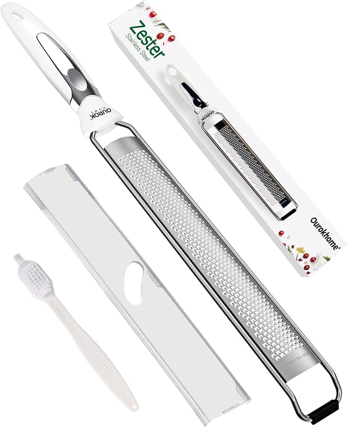 Ourokhome Kitchen Lemon Zester, Stainless Steel Hand Held Parmesan Cheese Grater by Ourokhome