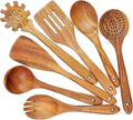 7 Pcs Wooden Cooking Utensils Set - Wooden Spoons, Spatulas & More
