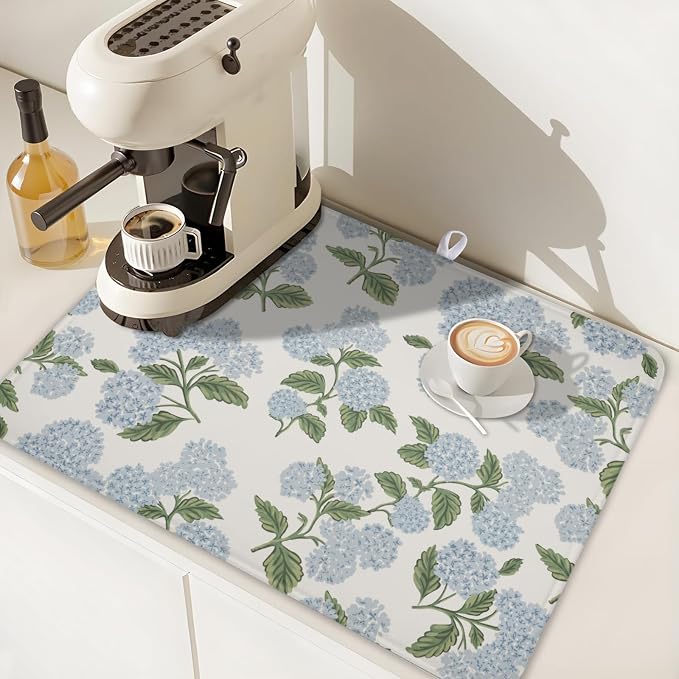Blue Hydrangea Floral Dish Drying Mat - Image 7