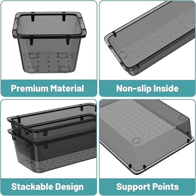 WOWBOX 40 PCS Clear Plastic Drawer Organizer Set, 4 Sizes Desk Drawer - Image 2