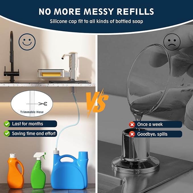 Soap Dispenser for Kitchen Sink, Mecyfaty Under Counter Sink Soap Dispenser Pump - Image 5