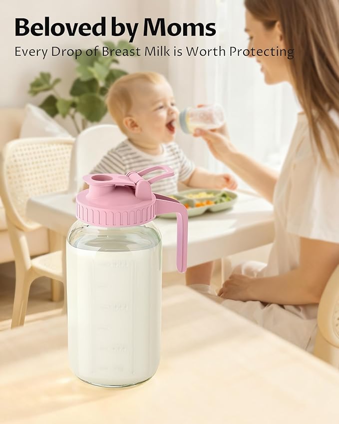2 Pack - 64oz Glass Breast Milk Pitcher - Wide Mouth - Image 8
