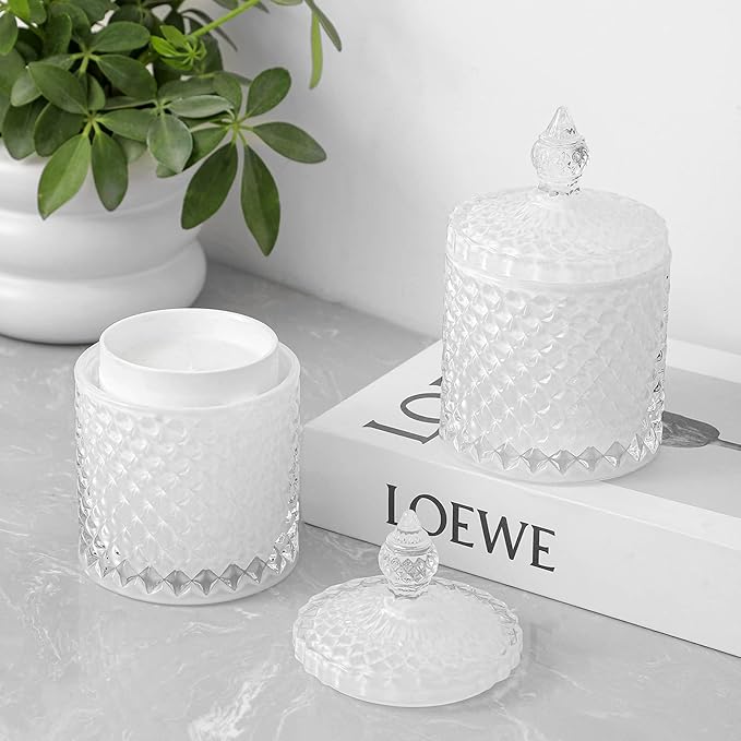 rejomiik 2 Pack Qtip Holder Thick Glass Apothecary Jars - Image 5