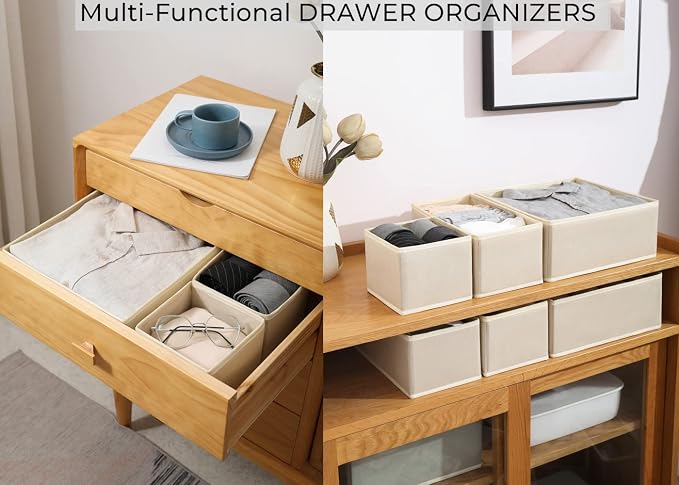 Fordonral 12 Pack Drawer Organizer Clothes, Foldable Fabric Dresser Organizer - Image 2