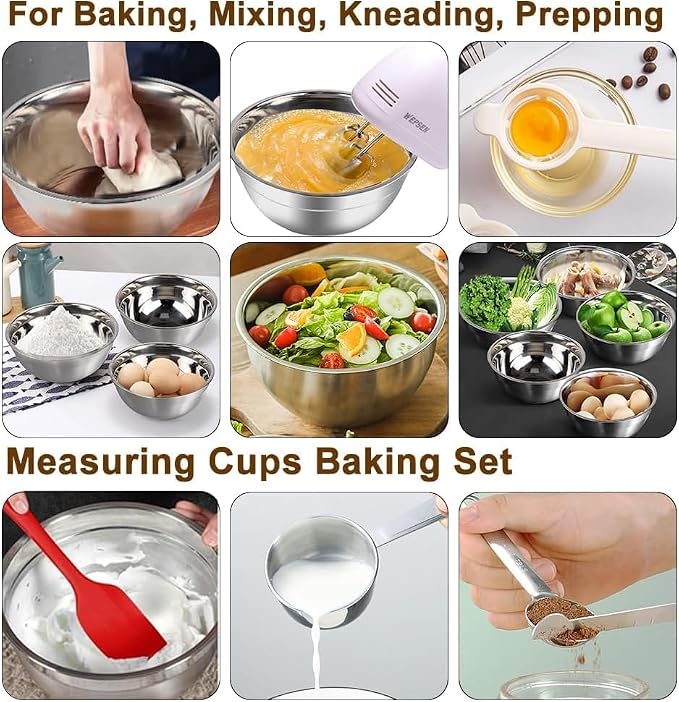 5-Speed Electric Hand Mixer, 4 Large Mixing Bowls Set, Handheld Mixers - Image 7