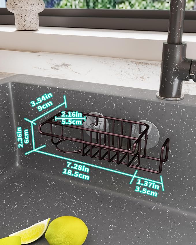 HapiRm 4 in 1 Adhesive Kitchen Sink Organizer, SUS304 Stainless Steel Brush - Image 5