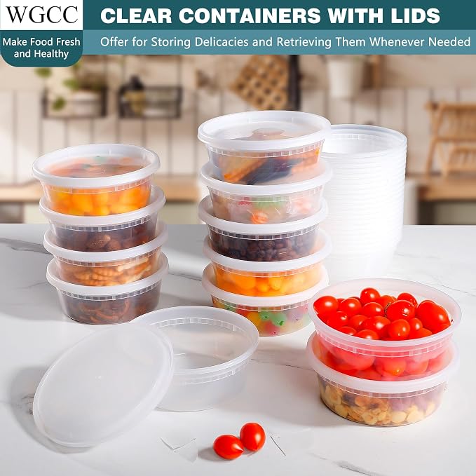 WGCC Deli Containers with Lids 8oz- Disposable Soup Containers with Lids 48 Sets - Image 2