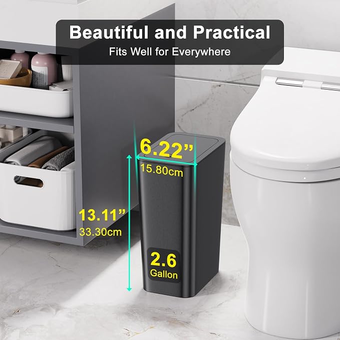 N. NETDOT 3 Pack 10L/2.6 Gal Bathroom Trash Can - Image 2