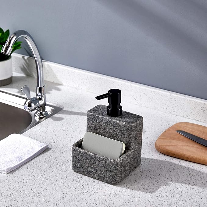zccz Soap Dispenser with Sponge Holder, Liquid Hand and Dish Soap Dispenser - Image 2