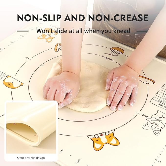 Ourokhome Silicone Baking Mat Sheet and Pastry Dough Cutter, 0.5 Inch Thick 32" - Image 4