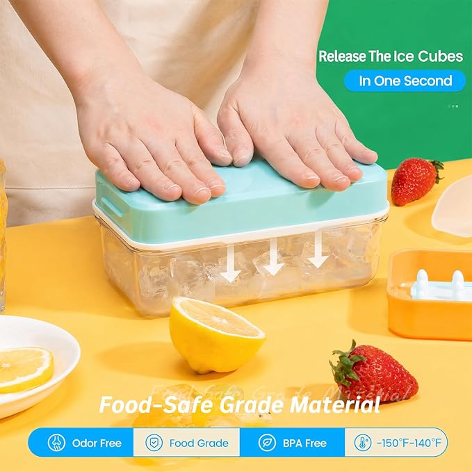 Ice Cube Tray with Lid and Bin, PHINOX 84 pcs Ice Trays - Image 3