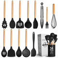 14 PCs Black Silicone Cooking Utensils Set by V-TOWER