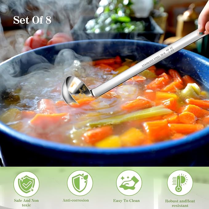 8 PCS Stainless Steel Ladle Soup Handle Ladle - Image 6