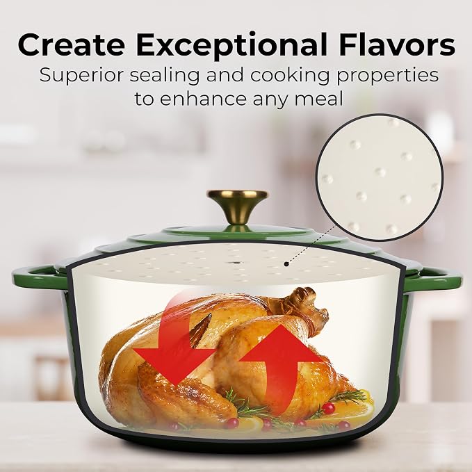 Zulay Kitchen 7.7 Quart Enameled Cast Iron Dutch Oven Pot - Image 4
